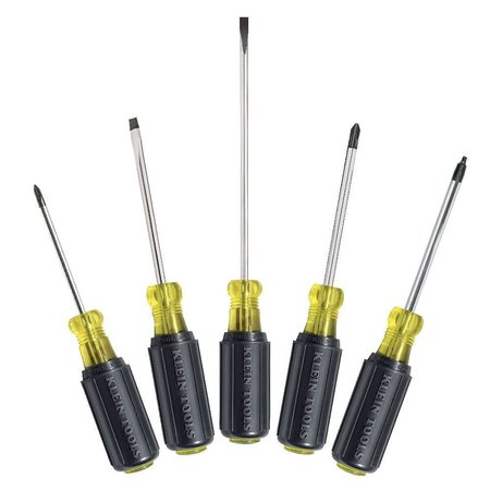 KLEIN TOOLS Screwdriver Set, Slotted, Phillips and Square, 5-Piece 85445